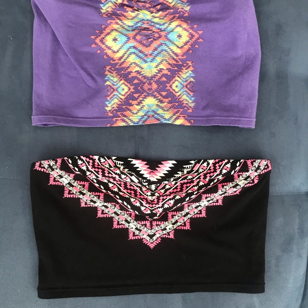 Purple and black printed tube tops / bandeau